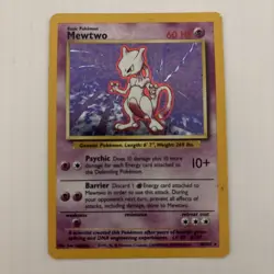 Pokemon Card Mewtwo Holo Base Set 10/102 WOTC 1999 Vintage Rare LP Clean - Image 1