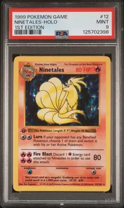 1999 POKEMON BASE SET 1ST EDITION #12 NINETALES-HOLO PSA 9 - Image 1