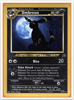 2001 POKEMON NEO DISCOVERY #13 UMBREON-HOLO TAG 6 - Beautiful Swirl 🌀 - Image 3