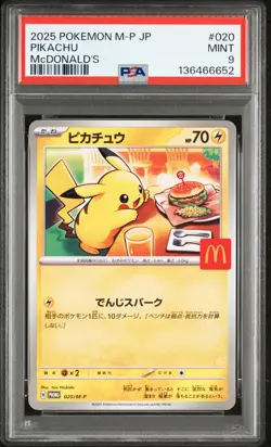 Pikachu 2025 Pokemon Japanese McDonald's Promo #020/M-P PSA 9 Mint Card - Image 1