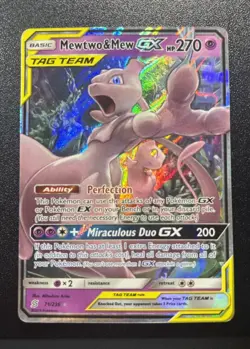 ✨Pokemon TCG Mewtwo & Mew GX 71/236 SM-Unified Minds Ultra Rare Full Art Holo - Image 1