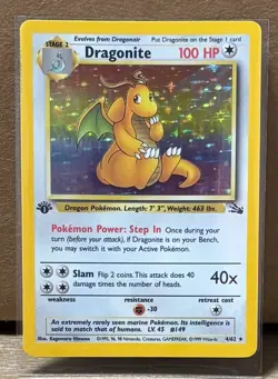 1999 Pokemon Fossil 1st Edition Dragonite #4/62 NM/LP - Image 1