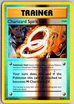 Charizard Spirit Link 75/108 REVERSE HOLO Uncommon Evolutions Pokemon MP - Image 1