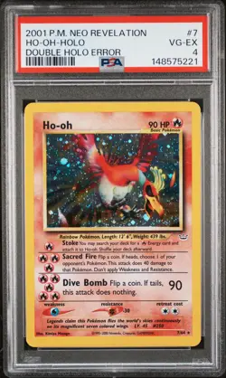 2001 POKEMON NEO REVELATION DOUBLE HOLO ERR #7 HO-OH-HOLO PSA 4 - Image 1
