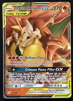 Charizard & Braixen - GX 22/236 Cosmic Eclipse Tag Team Ultra Rare Pokemon TCG - Image 4