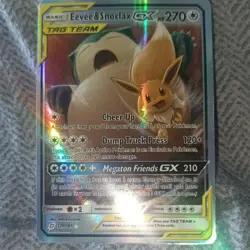 Eevee & Snorlax GX 120/181 Team Up Holo TAG TEAM Ultra Rare Pokemon TCG - Image 2
