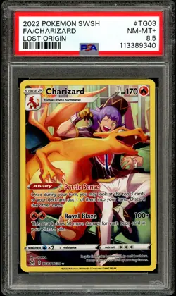 PSA 8.5 NM-MT+ Charizard TG03 Lost Origin Pokemon Card - Image 1