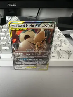 Pokemon TCG Eevee & Snorlax GX Sun Moon Tag Team Card 120/181 - Image 1