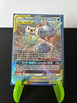 Pokemon TCG Blastoise & Piplup Tag Team GX Cosmic Eclipse 38/236 Holo Ultra Rare - Image 1