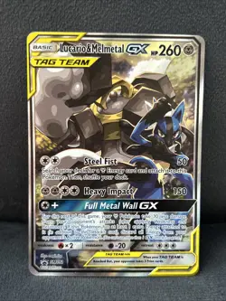Pokemon TCG Lucario and Melmetal Tag Team GX Black Star Promo Card SM192 - Image 1