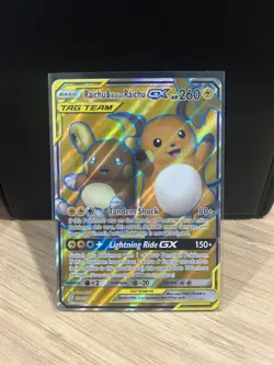 Pokemon TCG Raichu & Alolan Raichu Tag Team GX Unified Minds 220/236 - Image 1