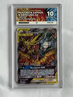 Pokemon TCG Moltres & Zapdos & Articuno GX TAG TEAM Promo Holo SM210 Ace 10 - Image 1