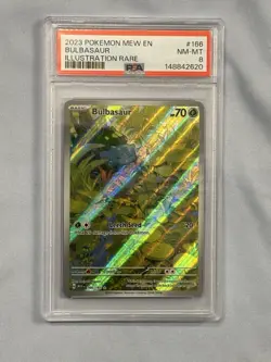 Pokemon Bulbasaur 166/165 Illustration Rare Holo SV 151 EN PSA 8 (2023) - Image 1
