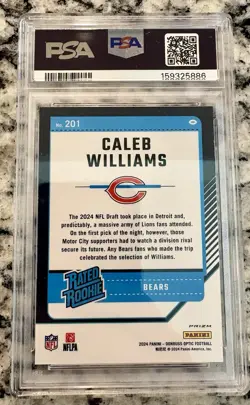 2024 Donruss Optic Caleb Williams Holo Rated Rookie Bears #201 PSA 8 - Image 2
