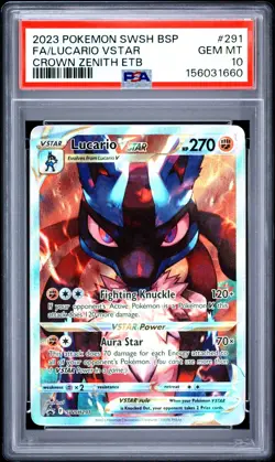 PSA 10 LUCARIO VSTAR SWSH291 2023 POKEMON SWORD & SHIELD CROWN ZENITH ETB PROMO - Image 1