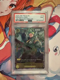 Roronoa Zoro (One Piece Day Dallas 2025) OP07-113 One Piece TCG Promo PSA 9 - Image 1