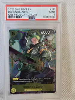 One Piece Day Dallas 2025 Roronoa Zoro OP07-113 Psa 9 - Image 1