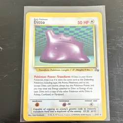 Pokemon TCG Ditto 3/62 Fossil Rare Unlimited Holo EN 1999 50 HP WOTC - Image 1