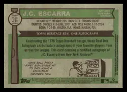 J.C. Escarra 2025 Topps Heritage #ROA-JE Real One Autographs (High Number) - Image 2