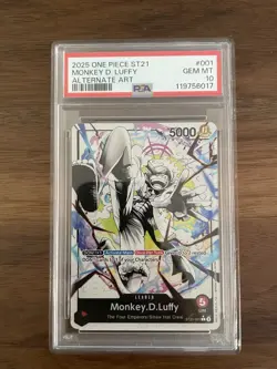 One Piece ST21-001 Monkey D Luffy Gear 5 Starter Deck 21 Alt Art Parallel PSA 10 - Image 1
