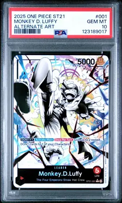 2025 One Piece ST21-001 Gear 5 Monkey D Luffy Leader Parallel Alt Art PSA 10 - Image 1