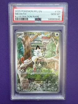 PSA 10 GEM MT Meowth 106/094 Illustration Rare Pokemon Phantasmal Flames - Image 1