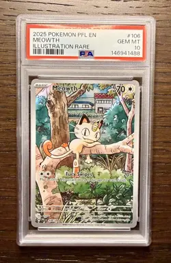 Pokemon Phantasmal Flames Meowth Illustration Rare 106/094 PSA 10 Gem Mint - Image 1