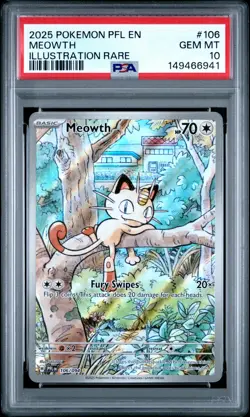 Meowth 106/094 Illustration Rare Pfl En-phantasmal Flames Pokemon PSA 10 - Image 1