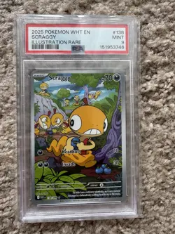 2025 Pokemon White Flare Scraggy IR 138/086 PSA 9 Mint English Illustration Rare - Image 1