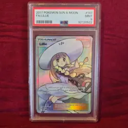 2017 Pokemon Sun & Moon Lillie Full Art Trainer #147/149 PSA 9 Mint Graded Card - Image 1