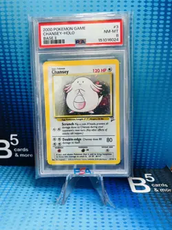 2000 Pokemon Base Set II Chansey Holo 3/130 PSA 8 - Image 1