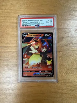 PSA 10 GEM MINT Pokemon Celebrations Lance’s Charizard V Promo Card SWSH133 - Image 1