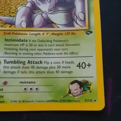 WOTC Pokemon Gym Challenge Giovanni's Nidoking 7/132 Holo Rare vintage 2000 - Image 2