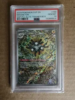 2024 POKEMON SURGING SPARKS POKEMON CENTER ETB PROMO SVP #159 MAGNETON PSA 10 - Image 1