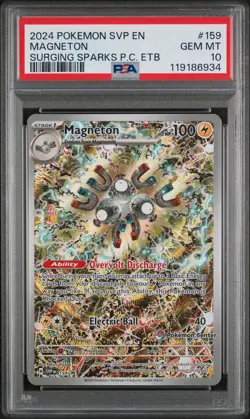 2024 POKEMON SURGING SPARKS POKEMON CENTER ETB PROMO SVP #159 MAGNETON PSA 10 - Image 1