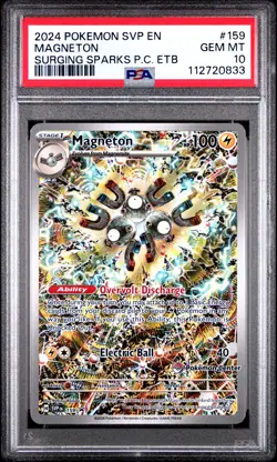 2024 POKEMON SVP SURGING SPARKS POKEMON CENTER ETB PROMO #159 MAGNETON PSA 10 - Image 1