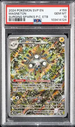 2024 POKEMON SVP SURGING SPARKS POKEMON CENTER ETB PROMO #159 MAGNETON PSA 10 - Image 1