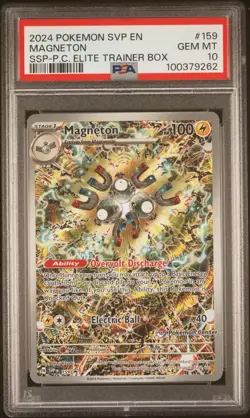 2024 POKEMON SURGING SPARKS POKEMON CENTER ETB PROMO SVP #159 MAGNETON PSA 10 - Image 1