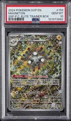 2024 POKEMON SVP SURGING SPARKS POKEMON CENTER ETB PROMO #159 MAGNETON PSA 10 - Image 1