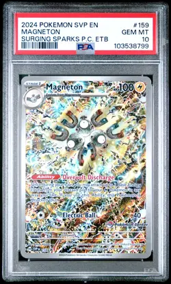 2024 POKEMON SURGING SPARKS POKEMON CENTER ETB PROMO SVP #159 MAGNETON PSA 10 - Image 1