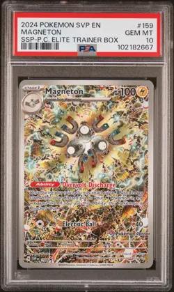 2024 POKEMON SURGING SPARKS POKEMON CENTER ETB PROMO SVP #159 MAGNETON PSA 10 - Image 1