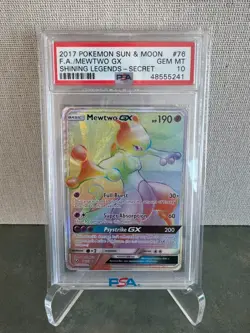2017 POKEMON SUN & MOON SHINING LEGENDS SECRET #76 FULL ART MEWTWO GX PSA 10 - Image 1