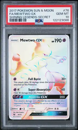 2017 POKEMON SUN & MOON SHINING LEGENDS SECRET #76 FULL ART/MEWTWO GX PSA 10 - Image 1