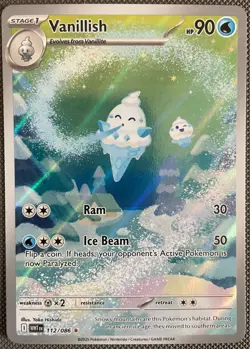 Pokemon TCG Vanillish Full Art Illustration Rare White Flare Card 112/086 Mint - Image 1