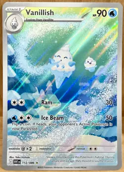 Vanillish 112/086 SV: White Flare Illustration Rare Full Art Holo Pokemon TCG - Image 1