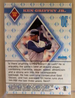 1999 Bowman Chrome DIAMOND ACES 11 Ken Griffey Jr Mariners RARE INSERT ALL KINGS - Image 2
