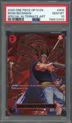 PSA 10 Benn Beckman (SP Alt Art) OP13 OP09-009 EN One Piece B2 - Image 1