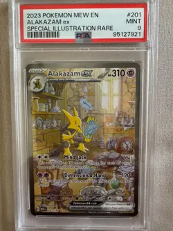 2023 POKEMON MEW EN-151 SPECIAL ILLUSTRATION RARE #201 ALAKAZAM EX PSA 9 - Image 1