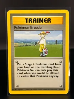 Pokemon Breeder 76/102 Base Set Rare Trainer - WOTC Pokemon Card - 05 - LP- - Image 1