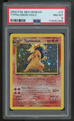 2000 Pokemon Typhlosion Neo Genesis Holo #17 PSA 8 - Image 1